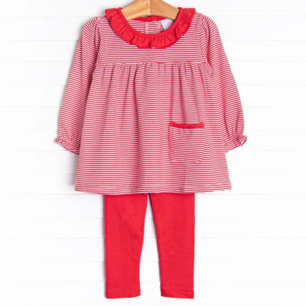 Charming Red Striped Kids Pajama Set